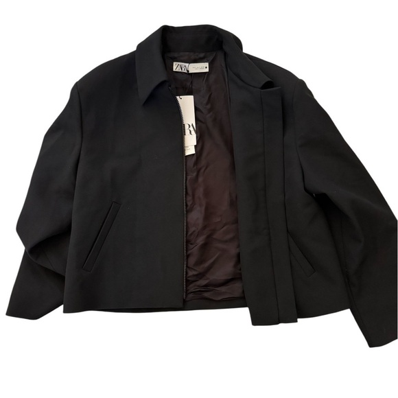 Zara Cropped Loose Fitting Blazer Jacket, Black, Size S, NWT - Picture 10 of 15
